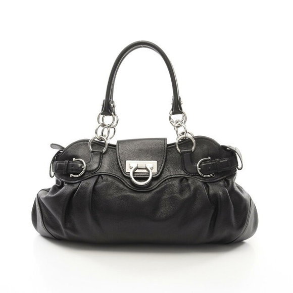 Salvatore Ferragamo Marissa Black Leather Handbag - Picture 1 of 7